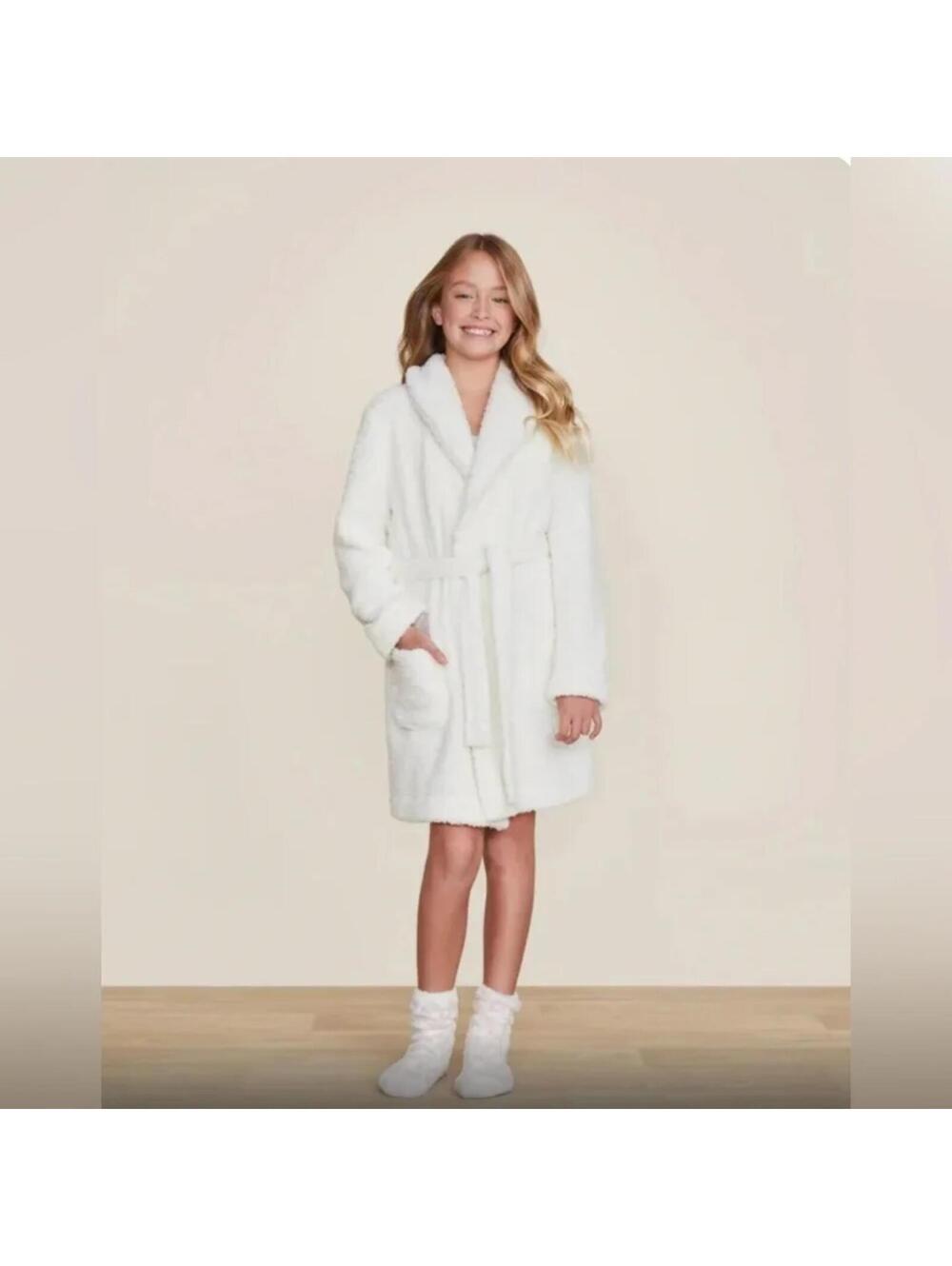 NWT Barefoot Dreams Pearl Brushed CozyChic Youth Robe Size 6/7
